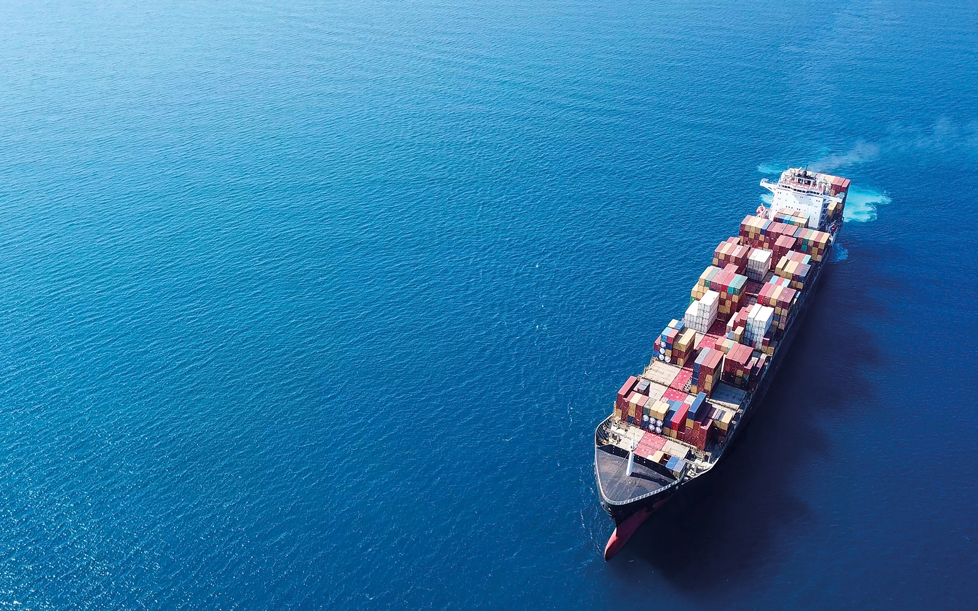 Container vessel at sea